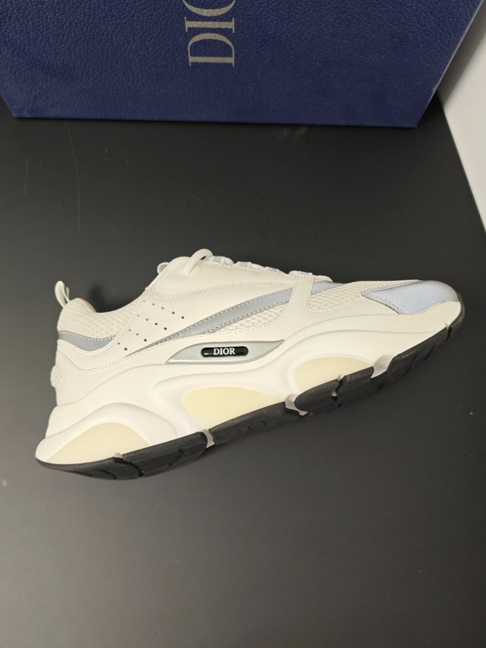 Dior B22 White Grey Mesh Leather Sneakers Men’s Size 43 Made in Italy - Picture 4 of 12